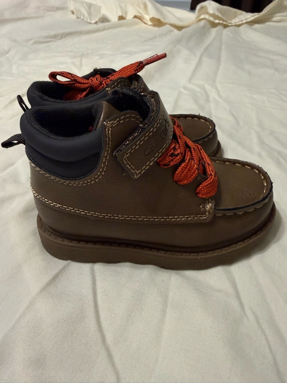 Carters size 7 brown lace up boots with Velcro Strap - Picture 5 of 6